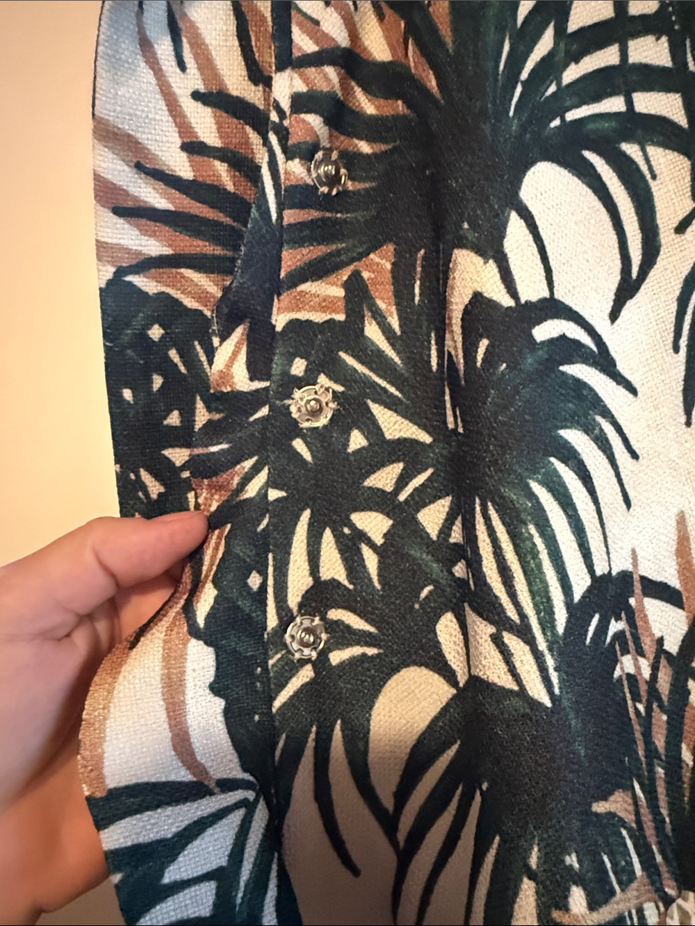 PatBO Green, Cream and Tan Tropical Print Top - Picture 5 of 7